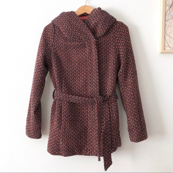 tweed wrap coat